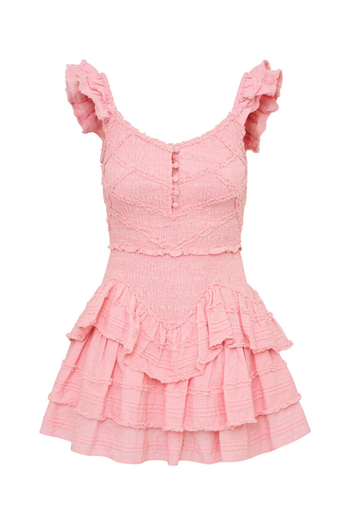 marsinia cotton smocked dress Marsinia Dress in Bubblegum Pink