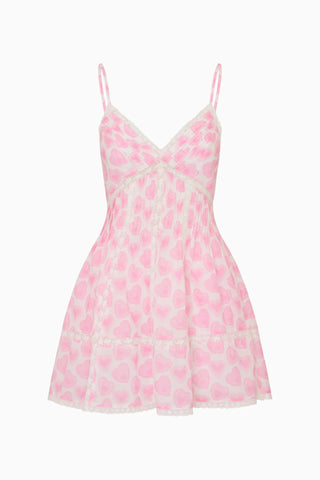 Docila Heart Print Cotton Mini Dress