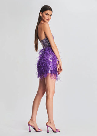 Retrofete Anastasia Sequin Feather Dress