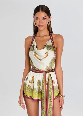 Mirra Romper in Basil Paisley