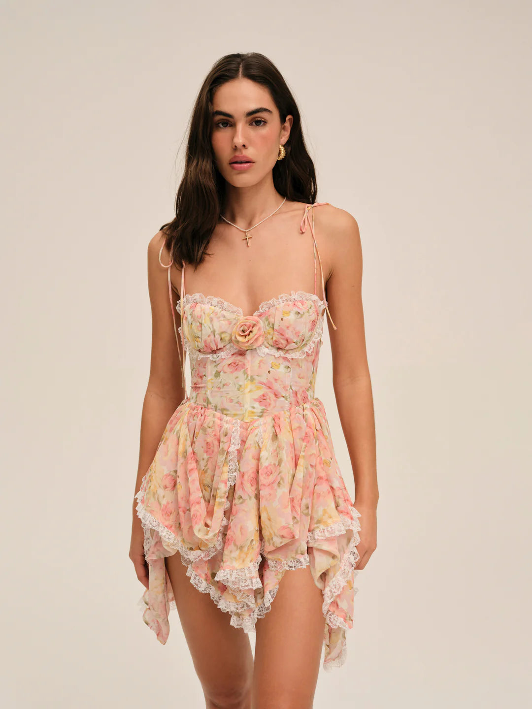 Elea Asymmetrical Mini Dress in Peach Cattivo Elea Asymmetrical Mini Dress in Peach Cattivo