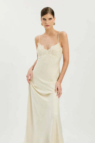 Elisan Lace Satin Maxi Dress