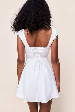 Leila Twill Mini Dress in Ivory