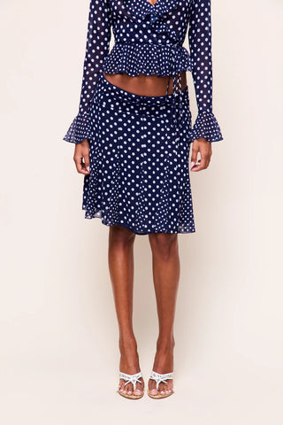 Paloma Skirt in Navy Polkadot