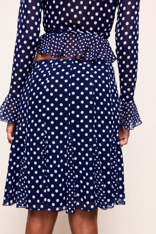 Paloma Skirt in Navy Polkadot