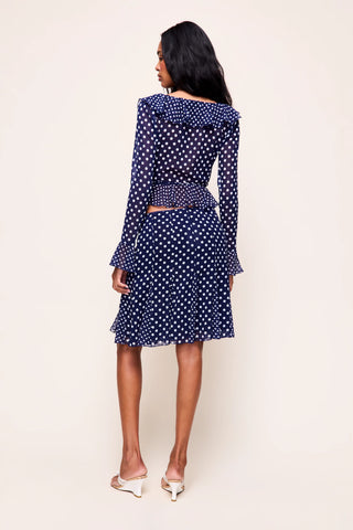 Paloma Skirt in Navy Polkadot