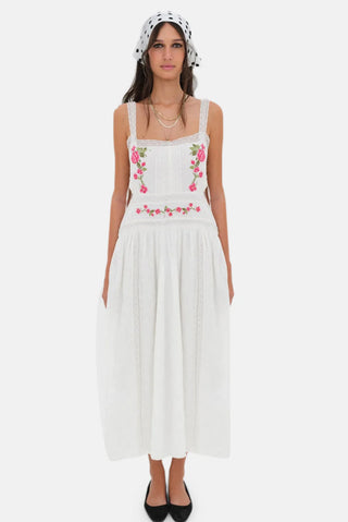 For Love & Lemons Jolene Embroidered Midi Dress