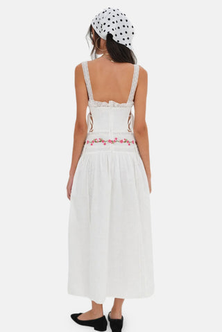 For Love & Lemons Jolene Embroidered Midi Dress