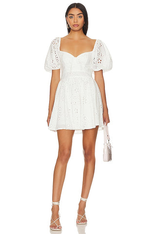 For Love & Lemons Jocelyn Mini Dress in White