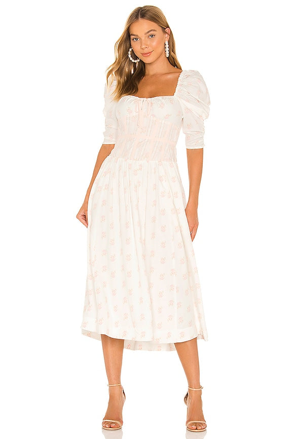 For Love & Lemons Lynne Midi Dress in White – Cattivo For Love & Lemons Lynne Midi Dress in White – Cattivo