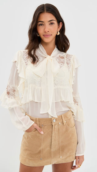Farah Ruffle Detail Button-Up Shirt