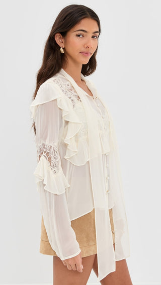 Farah Ruffle Detail Button-Up Shirt