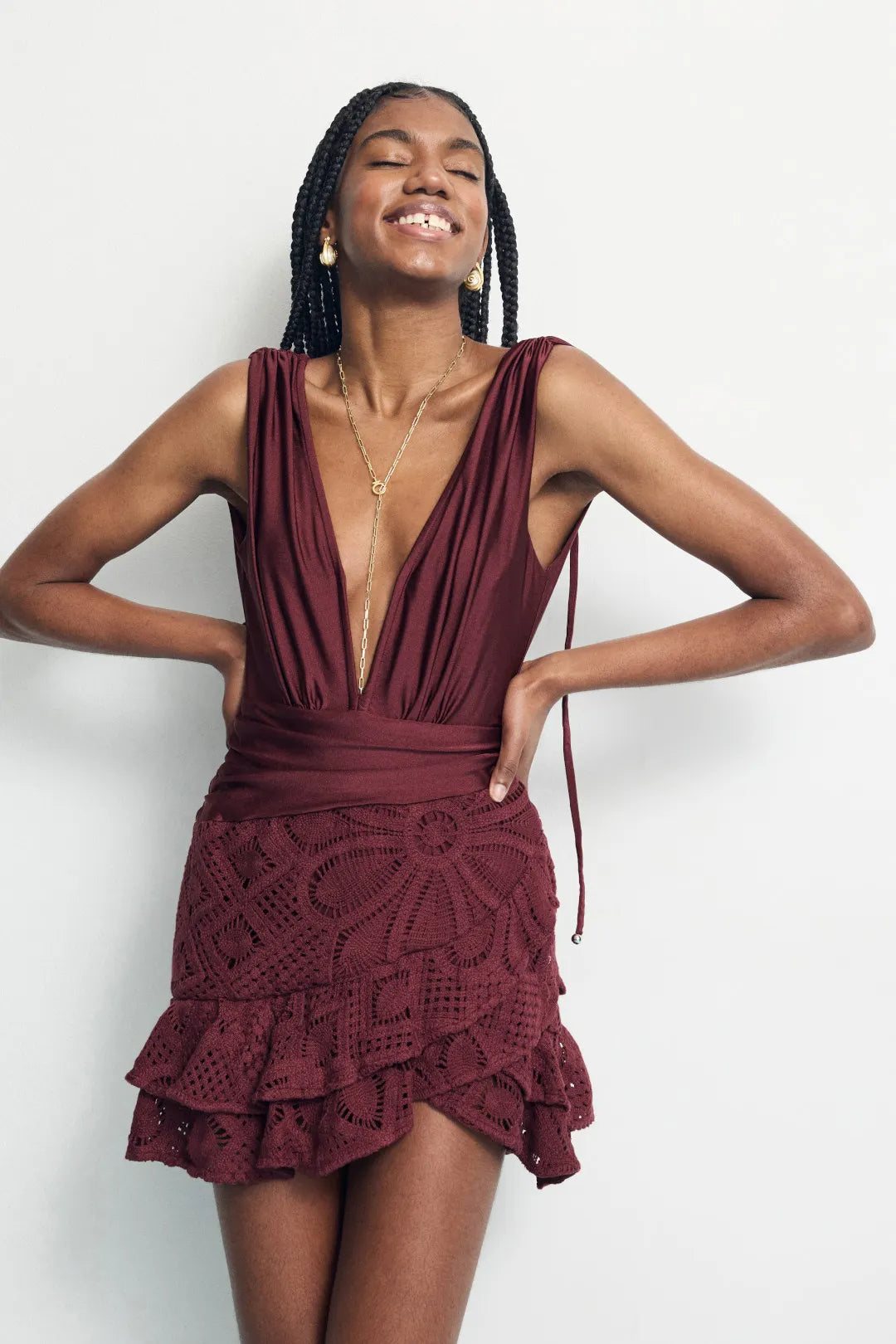 Camila Coelho Flower Crochet Mini Dress