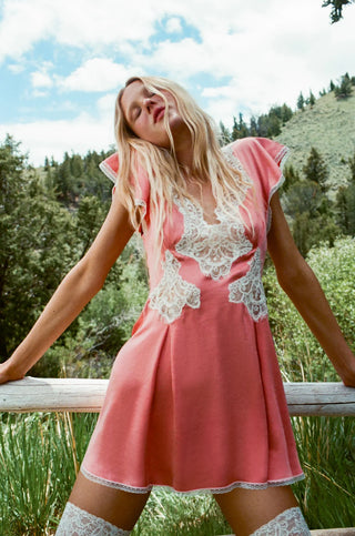 Luna Rose Mini Dress in Coral Pink