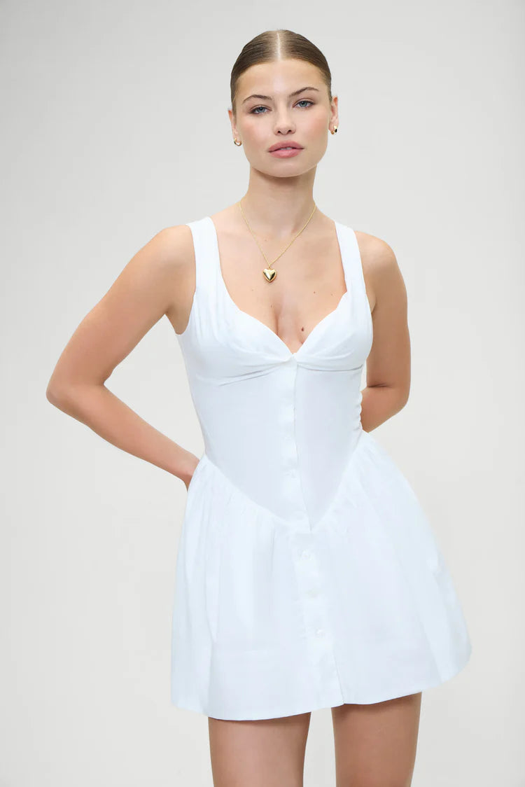 Frankies Bikinis Charlotte Corset Poplin Dress in White Cattivo Frankies Bikinis Charlotte Corset Poplin Dress in White Cattivo