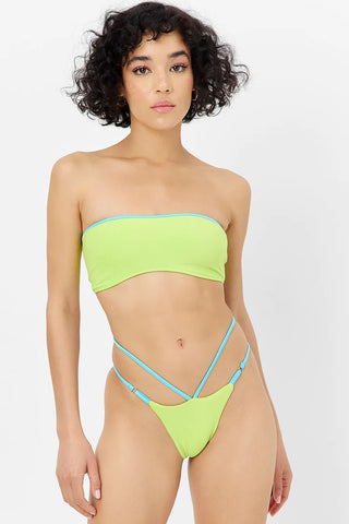 Frankies Bikinis Layla Terry String Bikini Bottom in Siren