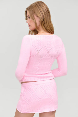 Cyprus Cloud Cable Knit Top in Pink Gem