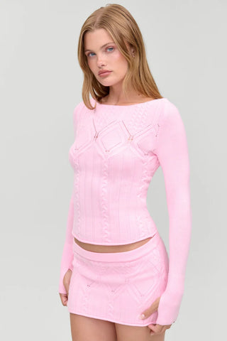 Cyprus Cloud Cable Knit Top in Pink Gem