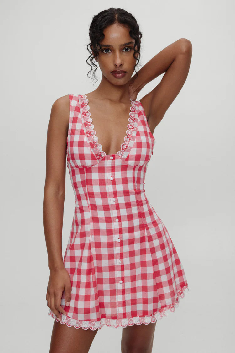red gingham womens dress RSQ Womens Gingham Emma Slip Dress - Red