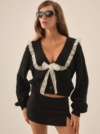 Frenchy Pointelle Knit Cardigan