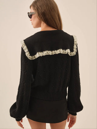 Frenchy Pointelle Knit Cardigan