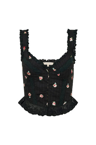 Loveshackfancy Galette Embroidered Floral Top