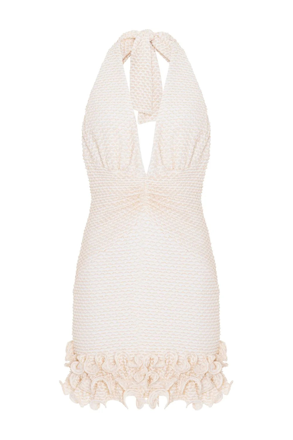 mesh plunge mini dress Innovare Denim Gislenus Plunge Mesh Ruch Mini Dress, S