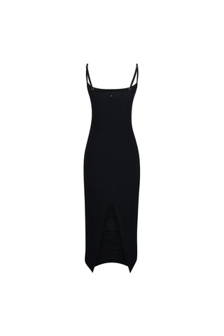 Arizona Hand Beaded Midi Dress in Black