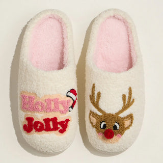 Holly Jolly Reinder Slippers