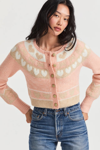 Loveshackfancy Dimples Cropped Cardigan in Champagne Toast