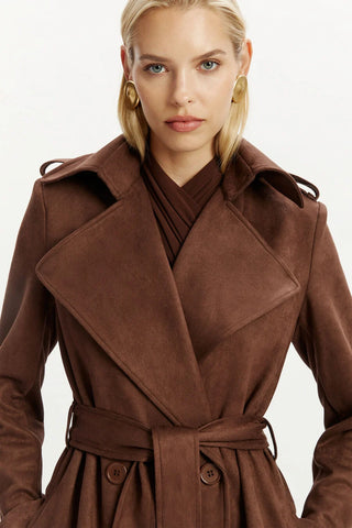 Kira Vegan Suede Trench Coat