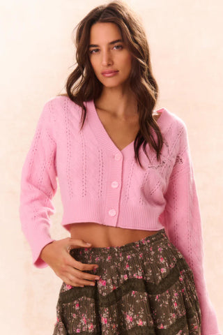 Leota Cardigan in Sweet Peony