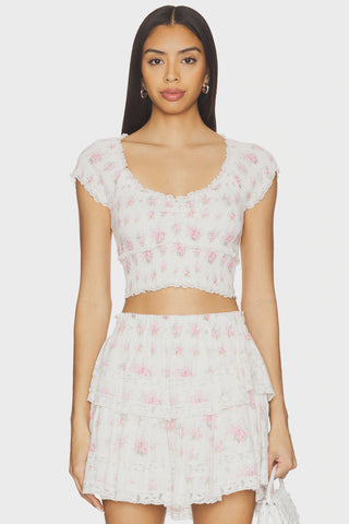 Cambron Floral Top in Thulian Pink