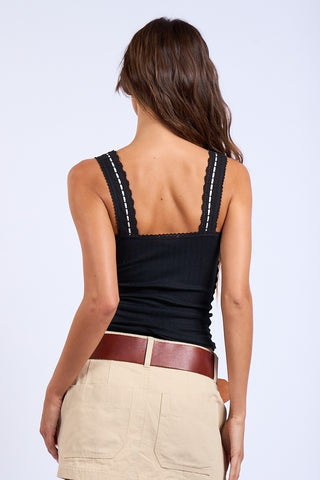 Leah Lace Trim Pointelle Tank