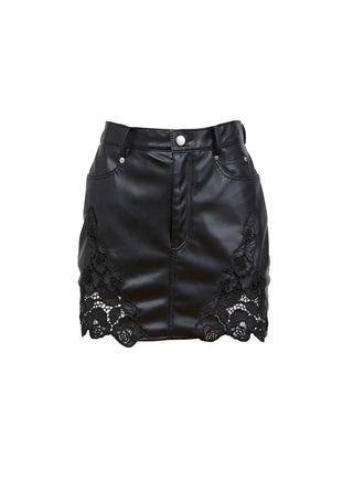 Fleur du Mal Vegan Leather Guipure Mini Skirt