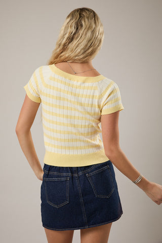 Lemon Drop Striped Knit Top