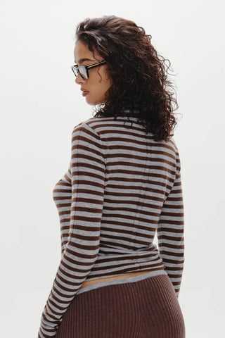 Leo Knit Button Up Cardigan in Pebble