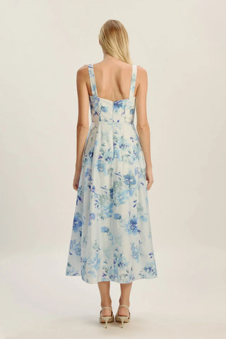 Lilah Corset Midi Dress in Blue Floral by Bardot – Cattivo