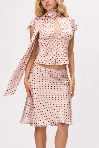 Ara Satin Top in Pink Micro Dot