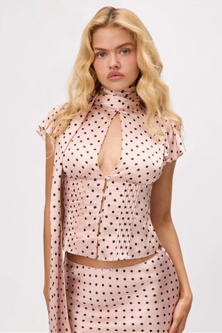 Ara Satin Top in Pink Micro Dot