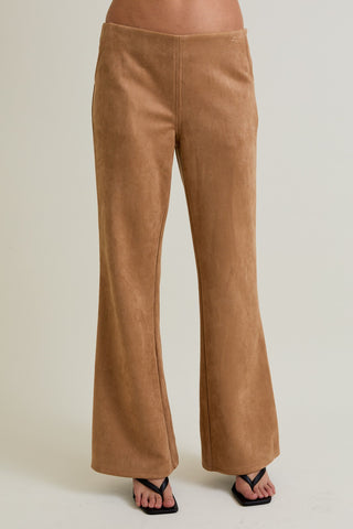 Low Waist Suede Bootcut Pants