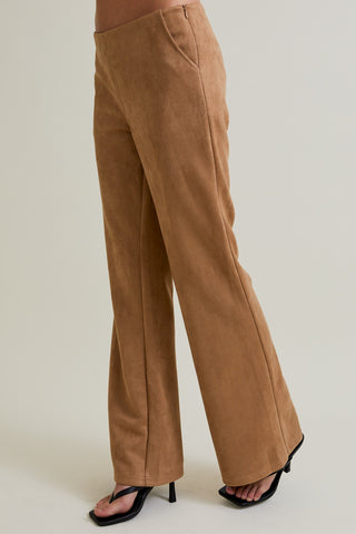 Low Waist Suede Bootcut Pants