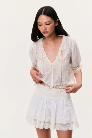 Levant Cotton Lace-Trimmed Mini Skirt