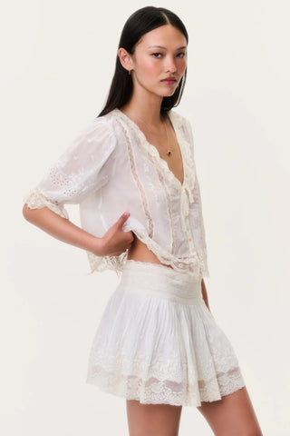 Levant Cotton Lace-Trimmed Mini Skirt