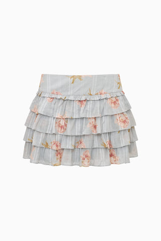 Moralina Cotton Peony Print Mini Skirt