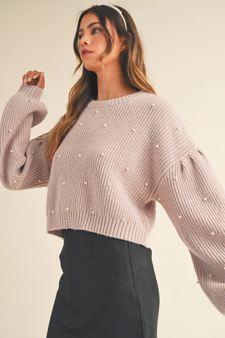 Tuva Pearl Beaded Knit Sweater