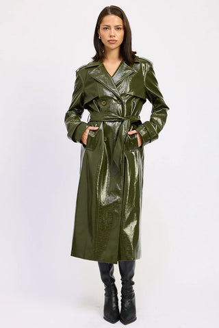 Martini Faux Leather Trench Coat