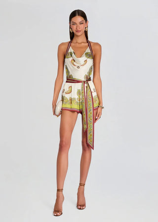 Mirra Romper in Basil Paisley