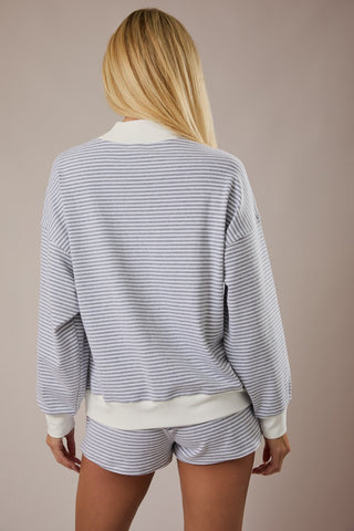 Mock Neck Stripe Sweatshirt