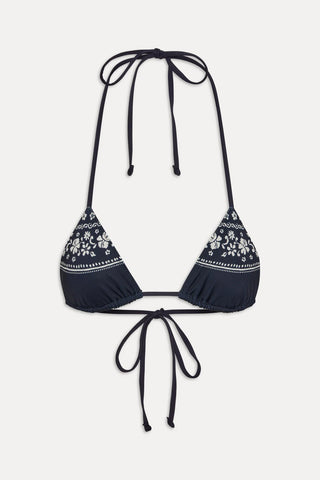 Nick Triangle Halter Bikini Top in Malibu Blue